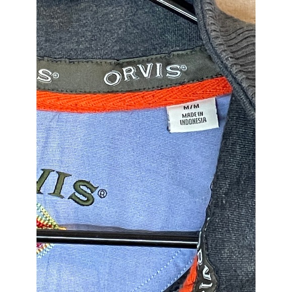 Orvis Quarter Snap‎ Pullover Sweater Mens Medium M Gray Mock Neck Casual - Picture 2 of 9